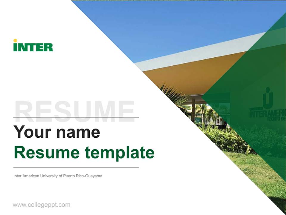 Inter American University of Puerto Rico-Guayama Resume PPT Template4:3 ratio PPT effect preview image5
