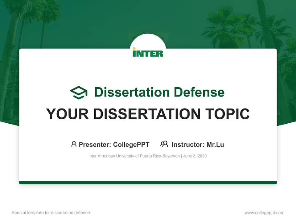 Inter American University of Puerto Rico-Bayamon Graduation Thesis Defense PPT Template4:3 ratio PPT effect preview image7
