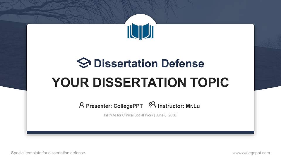 Institute for Clinical Social Work Graduation Thesis Defense PPT Template16:9 ratio PPT effect preview image
