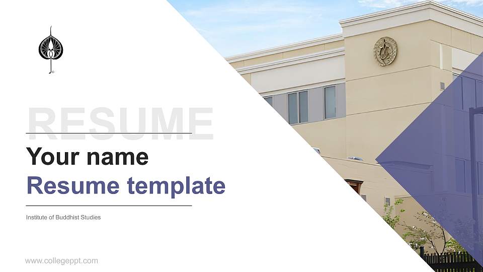 Institute of Buddhist Studies Resume PPT Template16:9 ratio PPT effect preview image
