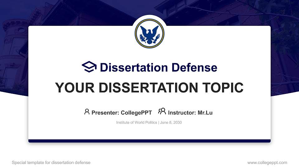 Institute of World Politics Graduation Thesis Defense PPT Template16:9 ratio PPT effect preview image
