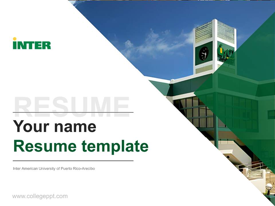 Inter American University of Puerto Rico-Arecibo Resume PPT Template4:3 ratio PPT effect preview image5