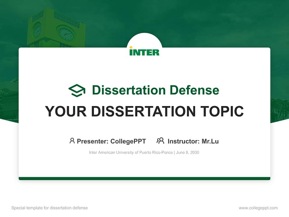 Inter American University of Puerto Rico-Ponce Graduation Thesis Defense PPT Template4:3 ratio PPT effect preview image7