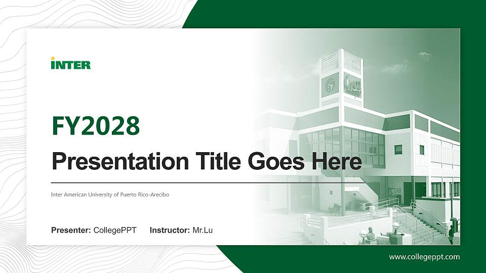 Inter American University of Puerto Rico-Arecibo Academic Presentation/Research Findings Report PPT Template16:9 ratio PPT effect preview image