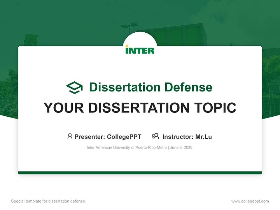 Inter American University of Puerto Rico-Metro Graduation Thesis Defense PPT Template4:3 ratio PPT effect preview image7