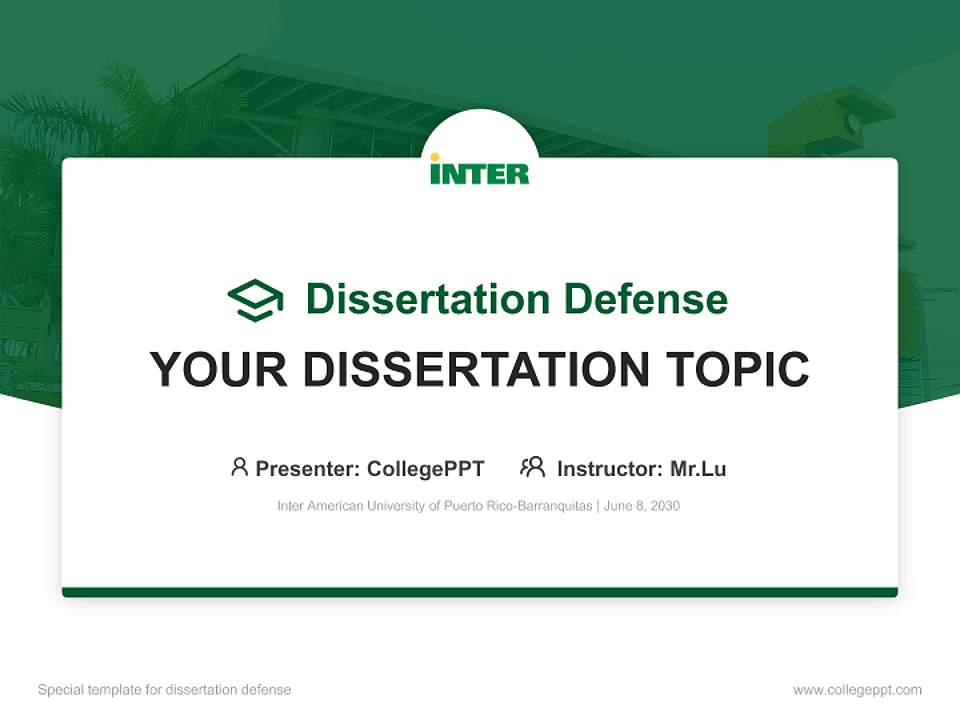 Inter American University of Puerto Rico-Barranquitas Graduation Thesis Defense PPT Template4:3 ratio PPT effect preview image7