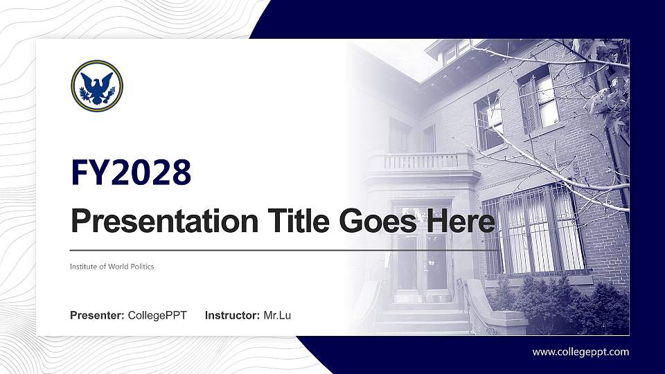 Institute of World Politics Academic Presentation/Research Findings Report PPT Template16:9 ratio PPT effect preview image