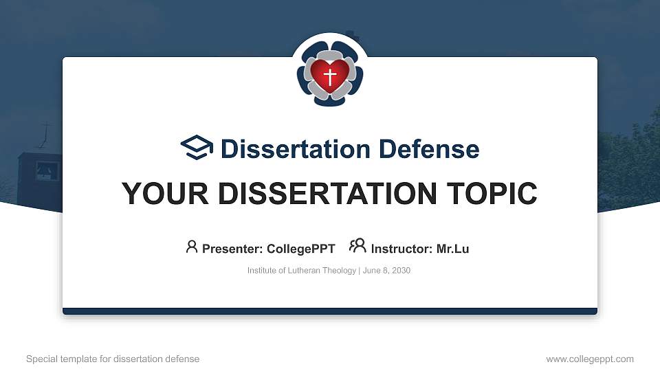 Institute of Lutheran Theology Graduation Thesis Defense PPT Template16:9 ratio PPT effect preview image