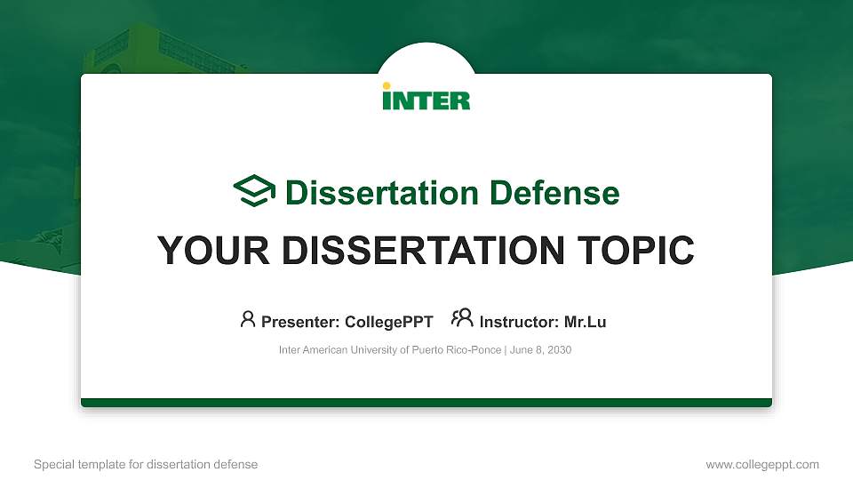 Inter American University of Puerto Rico-Ponce Graduation Thesis Defense PPT Template16:9 ratio PPT effect preview image