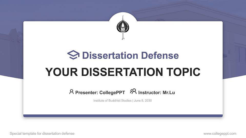 Institute of Buddhist Studies Graduation Thesis Defense PPT Template16:9 ratio PPT effect preview image