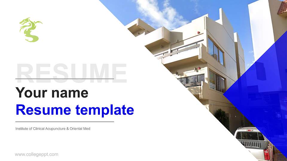 Institute of Clinical Acupuncture & Oriental Med Resume PPT Template16:9 ratio PPT effect preview image