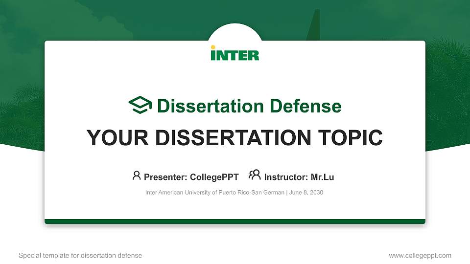 Inter American University of Puerto Rico-San German Graduation Thesis Defense PPT Template16:9 ratio PPT effect preview image