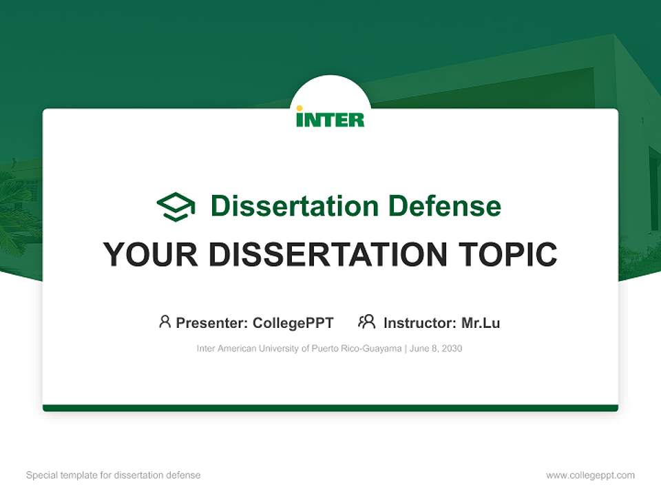 Inter American University of Puerto Rico-Guayama Graduation Thesis Defense PPT Template4:3 ratio PPT effect preview image7