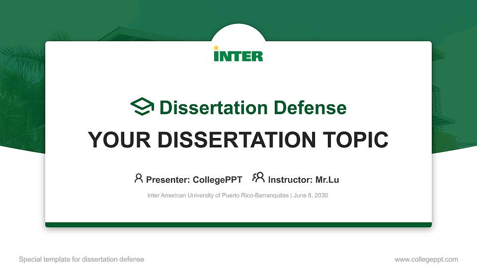 Inter American University of Puerto Rico-Barranquitas Graduation Thesis Defense PPT Template16:9 ratio PPT effect preview image