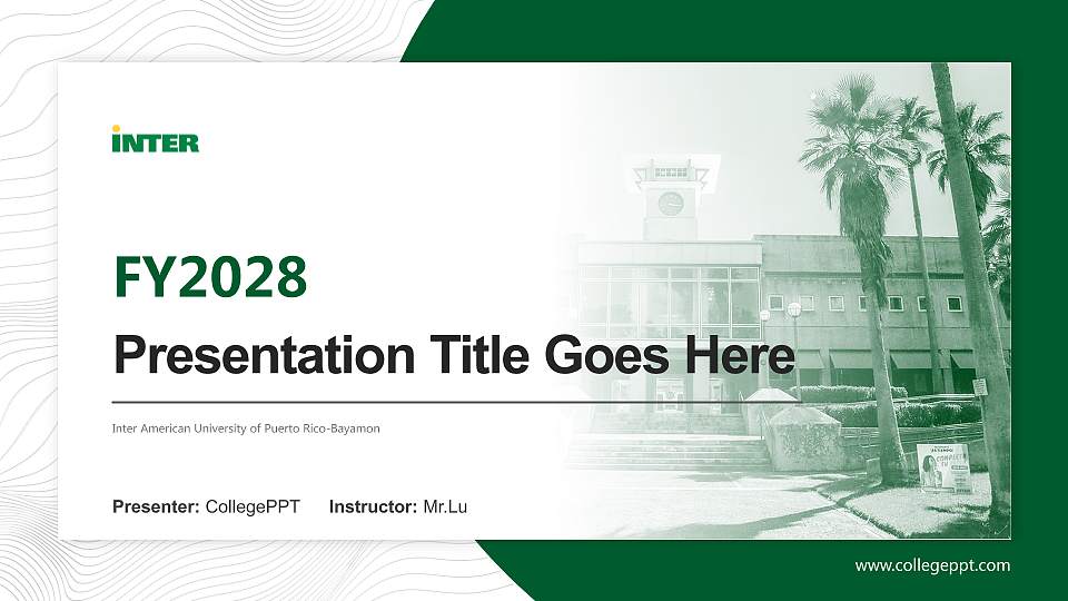 Inter American University of Puerto Rico-Bayamon Academic Presentation/Research Findings Report PPT Template16:9 ratio PPT effect preview image