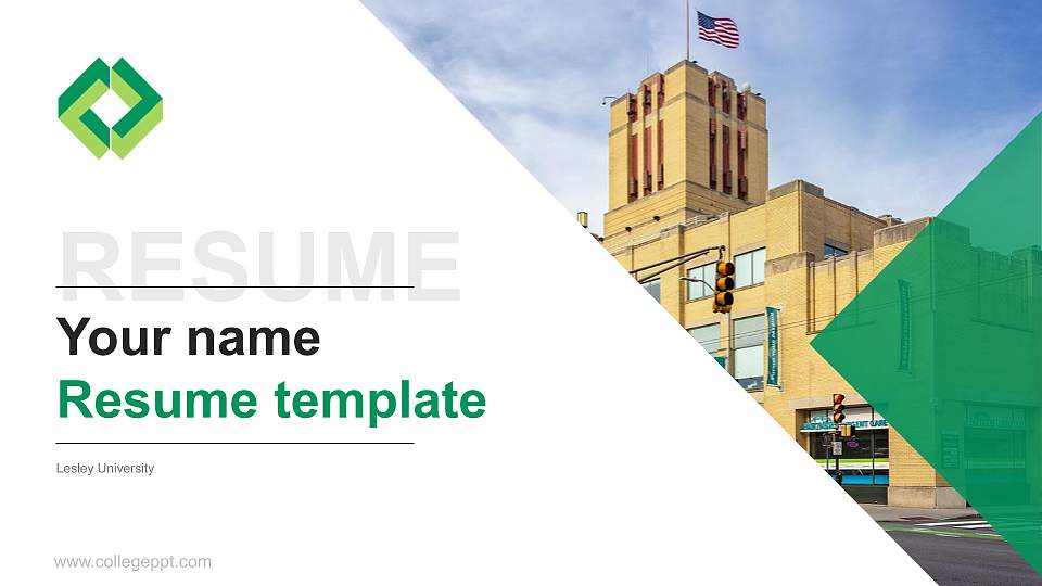 Lesley University Resume PPT Template16:9 ratio PPT effect preview image