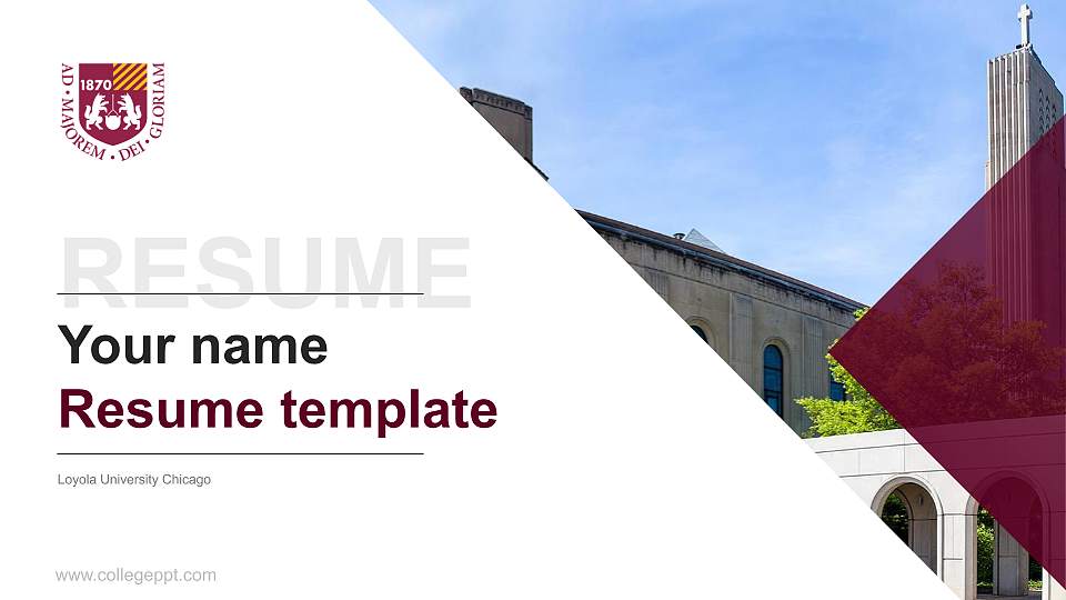 Loyola University Chicago Resume PPT Template16:9 ratio PPT effect preview image