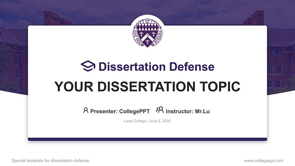 Loras College Graduation Thesis Defense PPT Template16:9 ratio PPT effect preview image
