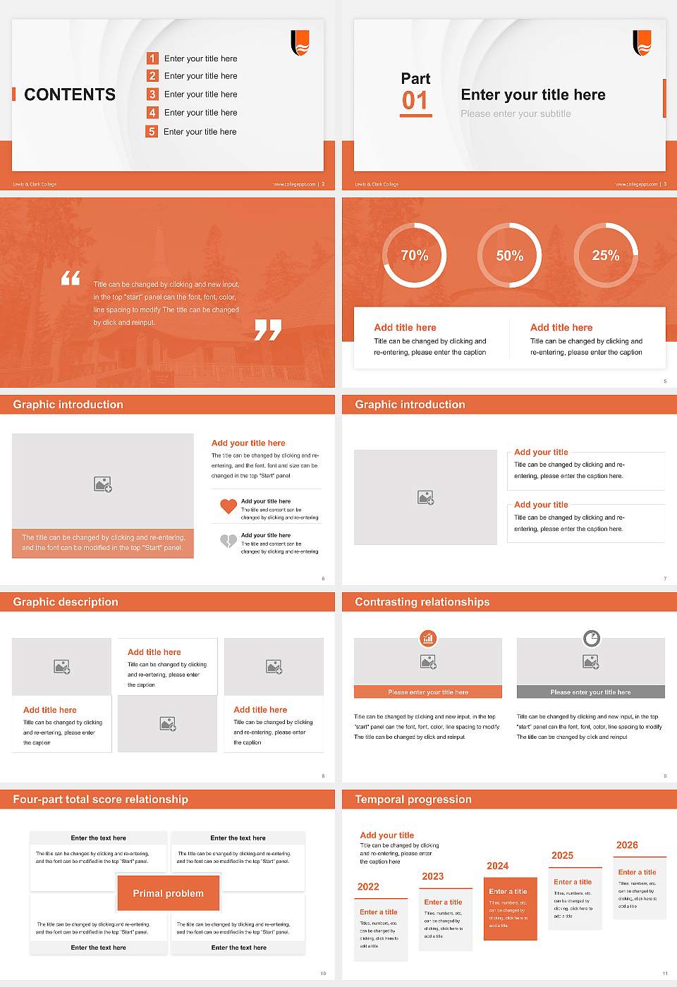 Lewis & Clark College Thesis Proposal/Graduation Defense PPT Template16:9 ratio PPT effect preview image2