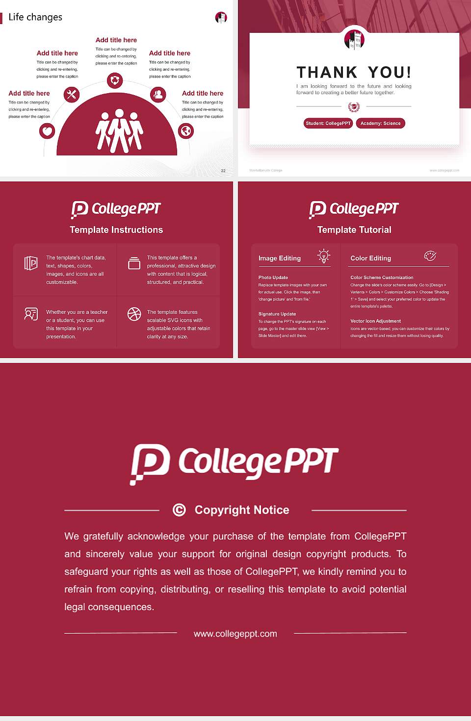 Manhattanville College National Scholarship Defense PPT Template4:3 ratio PPT effect preview image4