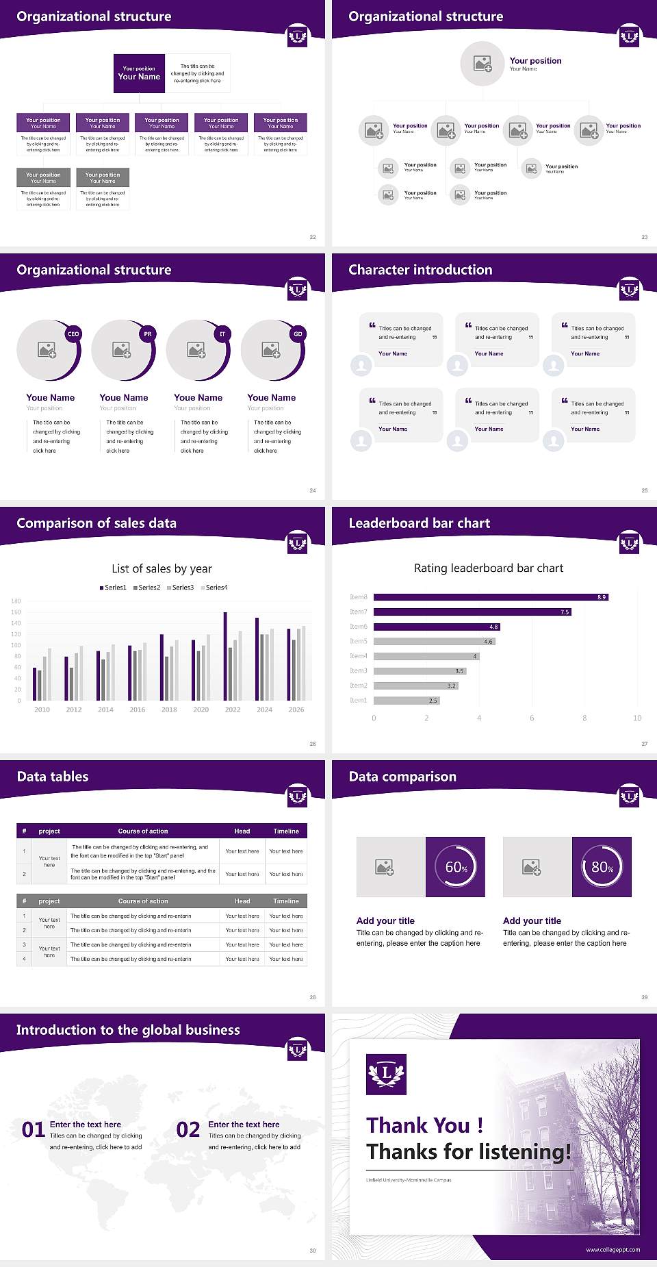 Linfield University-Mcminnville Campus Academic Presentation/Research Findings Report PPT Template4:3 ratio PPT effect preview image4