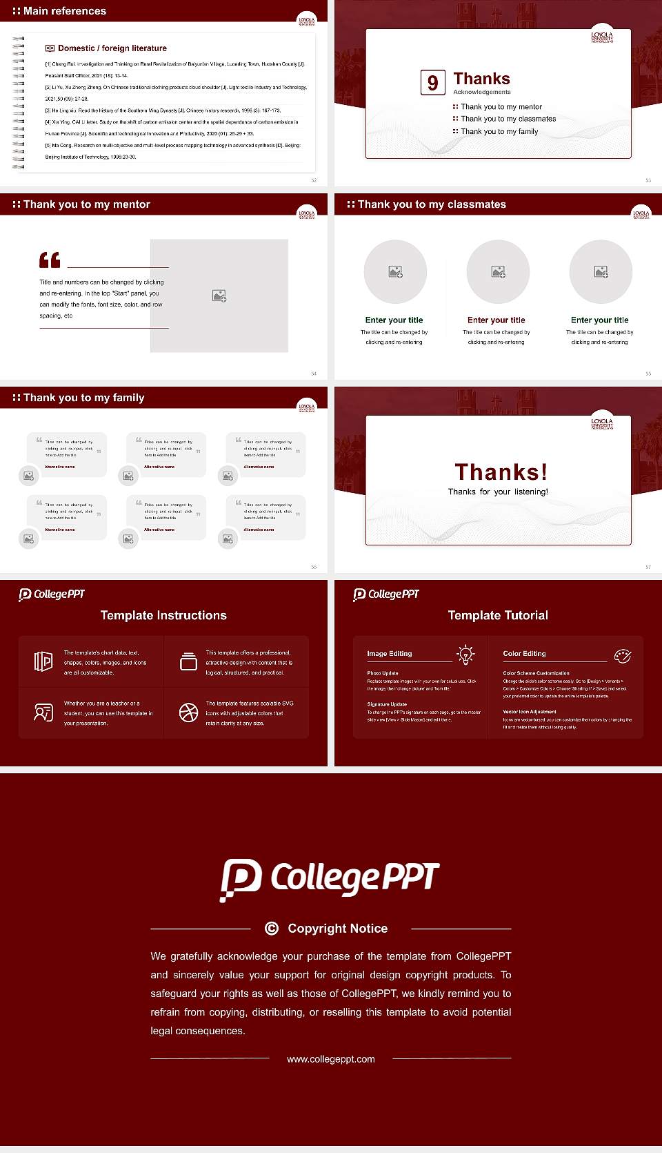 Loyola University New Orleans Graduation Thesis Defense PPT Template16:9 ratio PPT effect preview image7