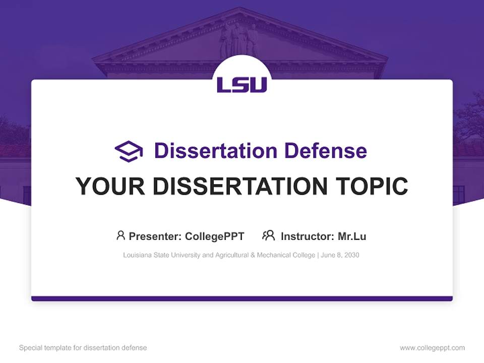 Louisiana State University and Agricultural & Mechanical College Graduation Thesis Defense PPT Template4:3 ratio PPT effect preview image7