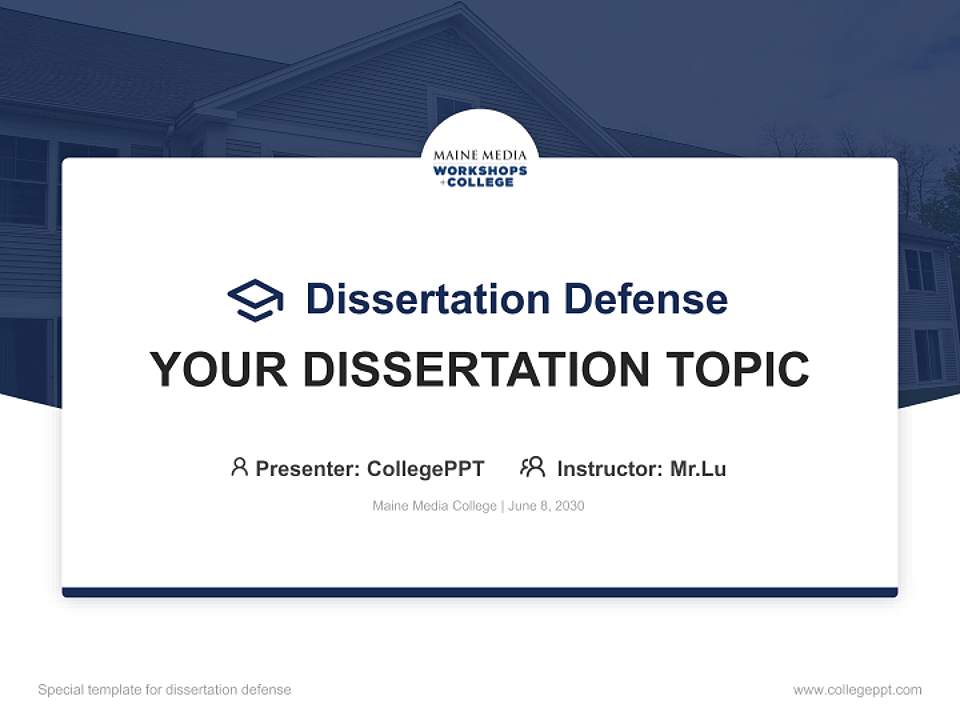 Maine Media College Graduation Thesis Defense PPT Template4:3 ratio PPT effect preview image7