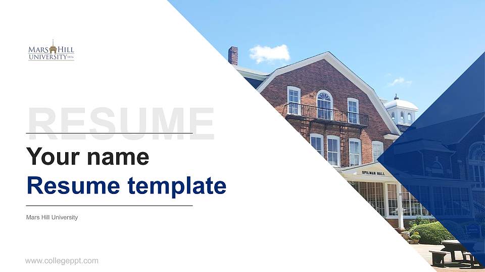 Mars Hill University Resume PPT Template16:9 ratio PPT effect preview image