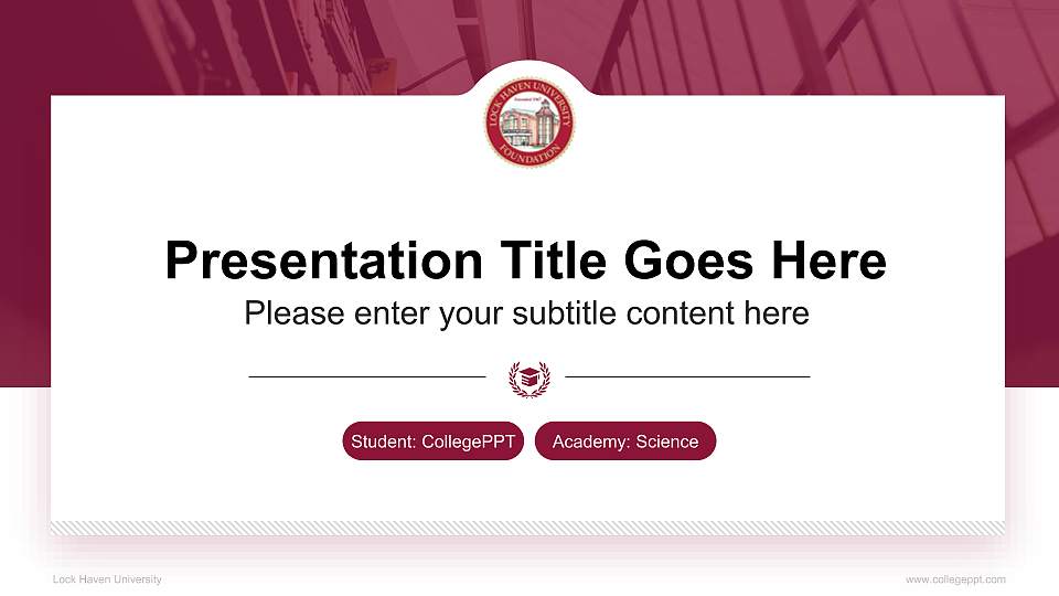 Lock Haven University National Scholarship Defense PPT Template16:9 ratio PPT effect preview image