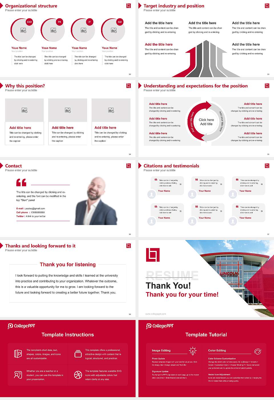 Lincoln Tech Resume PPT Template16:9 ratio PPT effect preview image4