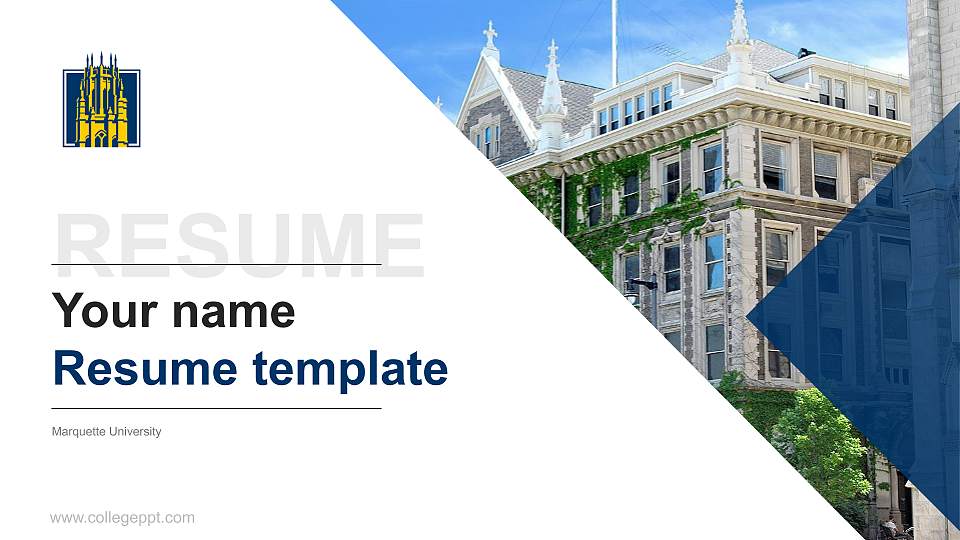 Marquette University Resume PPT Template16:9 ratio PPT effect preview image