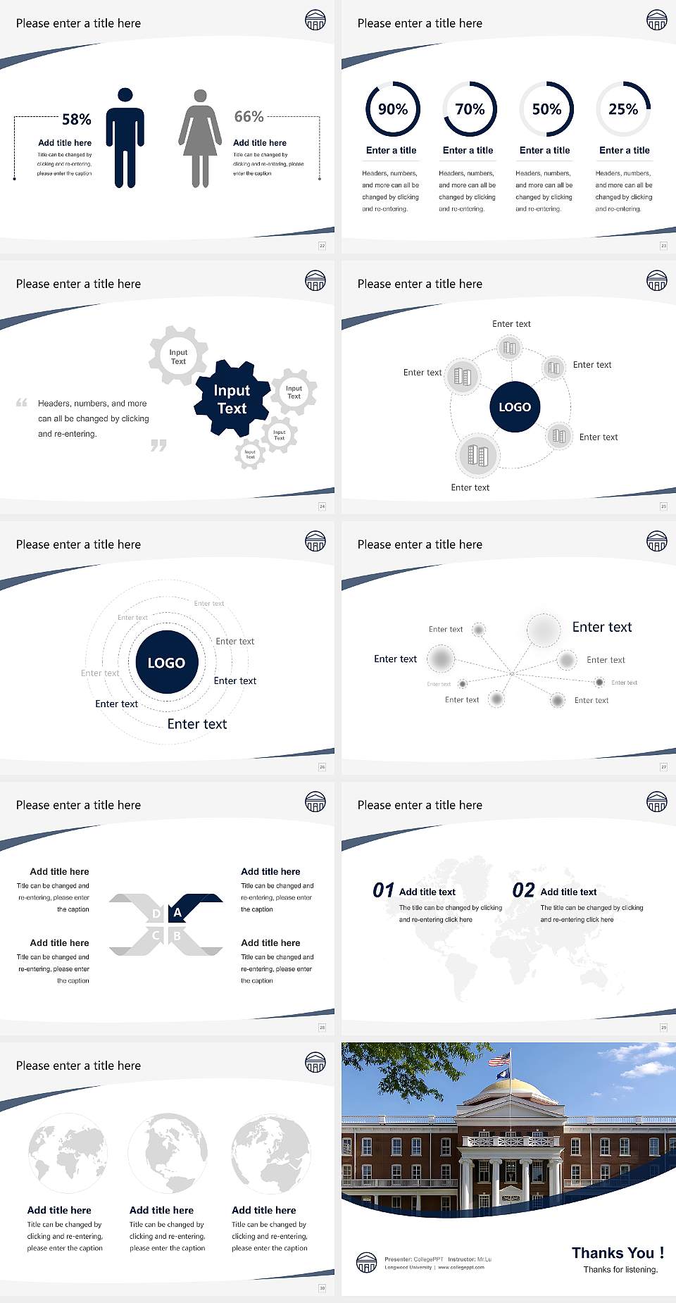 Longwood University Course/Courseware Creation PPT Template4:3 ratio PPT effect preview image4