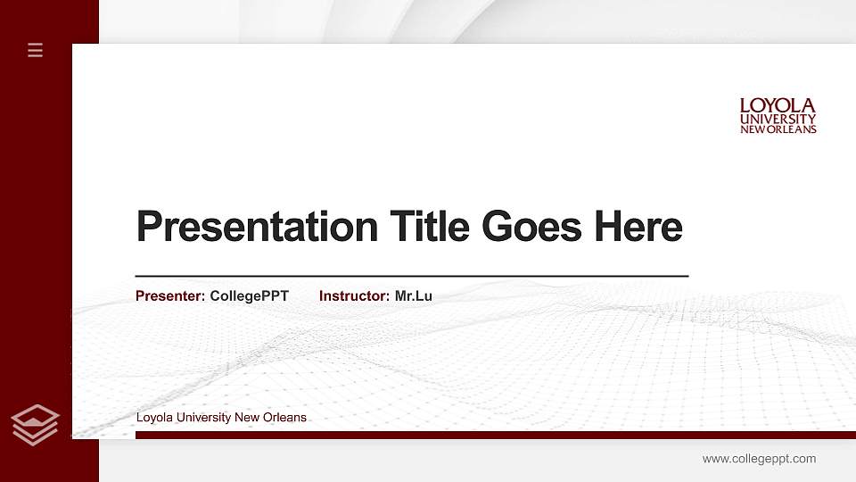 Loyola University New Orleans Thesis Proposal/Graduation Defense PPT Template16:9 ratio PPT effect preview image