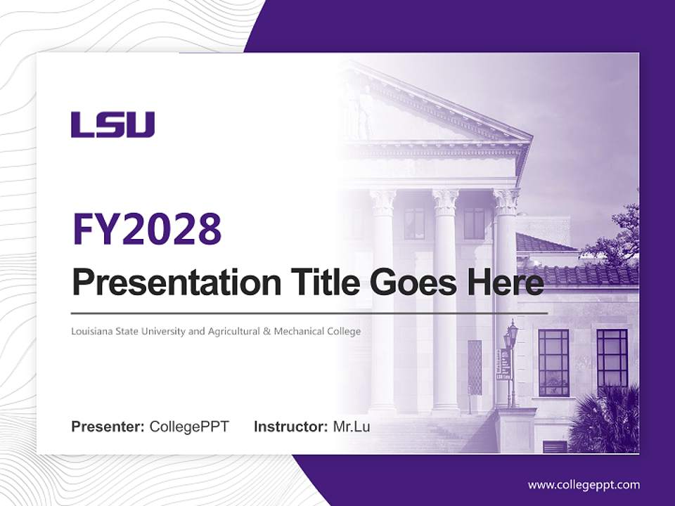 Louisiana State University and Agricultural & Mechanical College Academic Presentation/Research Findings Report PPT Template4:3 ratio PPT effect preview image5