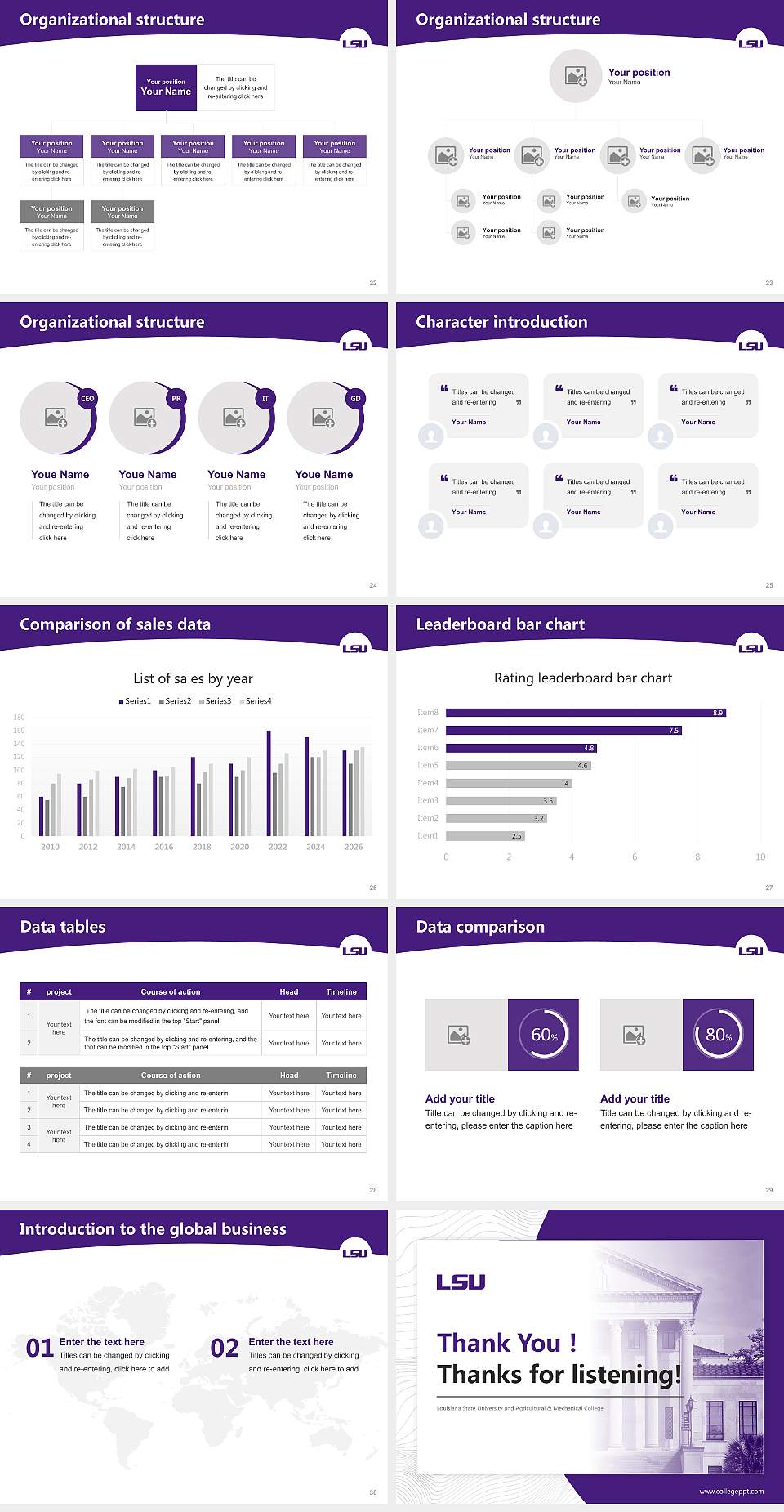 Louisiana State University and Agricultural & Mechanical College Academic Presentation/Research Findings Report PPT Template4:3 ratio PPT effect preview image4