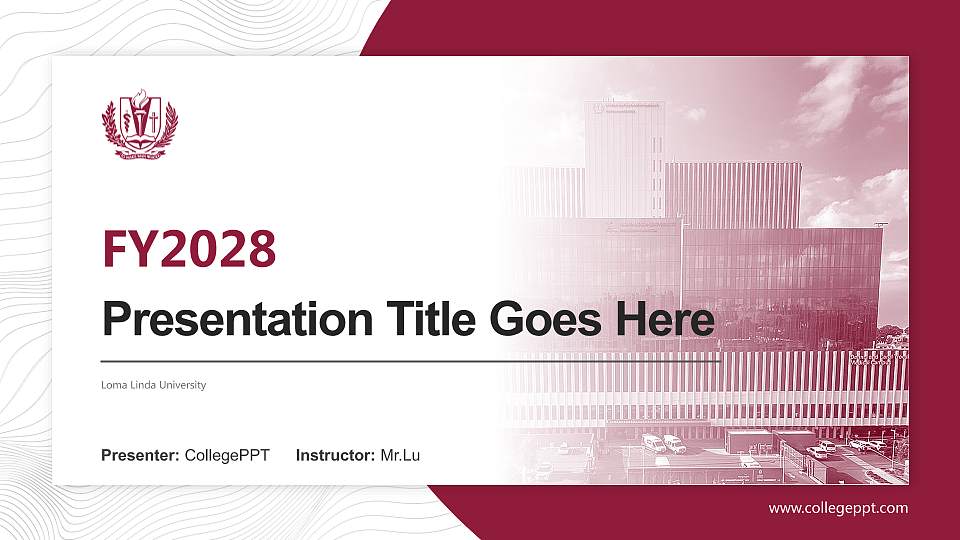 Loma Linda University Academic Presentation/Research Findings Report PPT Template16:9 ratio PPT effect preview image