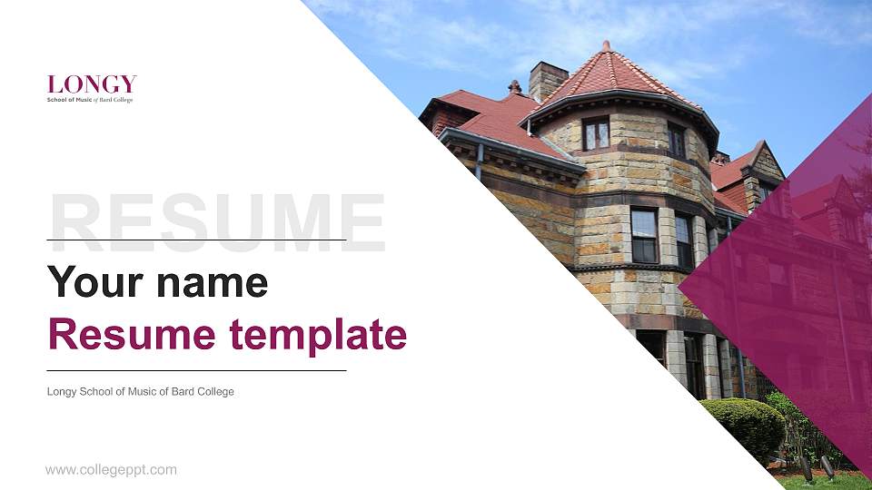 Longy School of Music of Bard College Resume PPT Template16:9 ratio PPT effect preview image