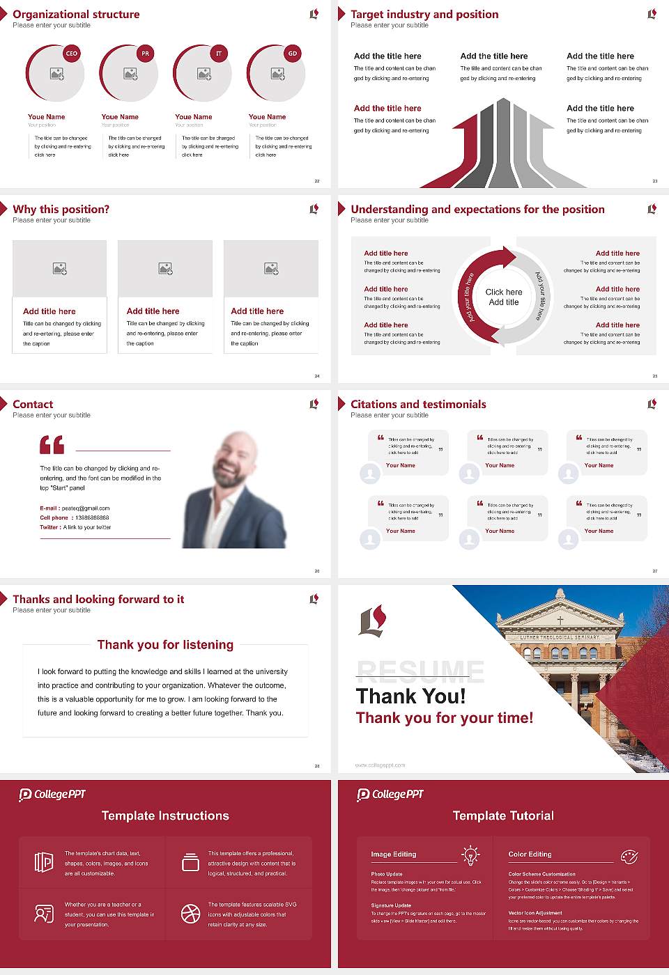 Luther Seminary Resume PPT Template16:9 ratio PPT effect preview image4