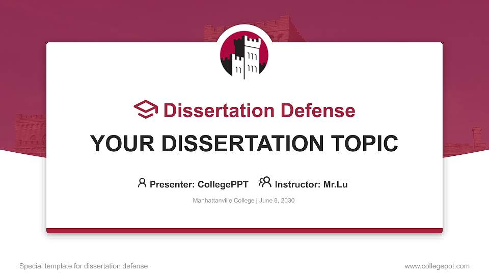 Manhattanville College Graduation Thesis Defense PPT Template16:9 ratio PPT effect preview image