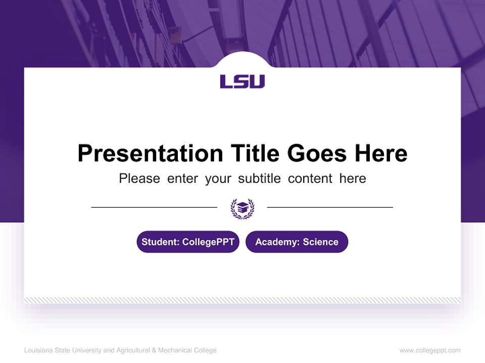 Louisiana State University and Agricultural & Mechanical College National Scholarship Defense PPT Template4:3 ratio PPT effect preview image4