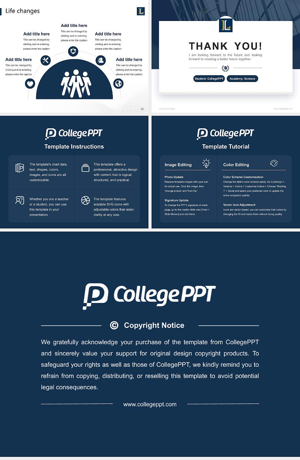 Lycoming College National Scholarship Defense PPT Template4:3 ratio PPT effect preview image4