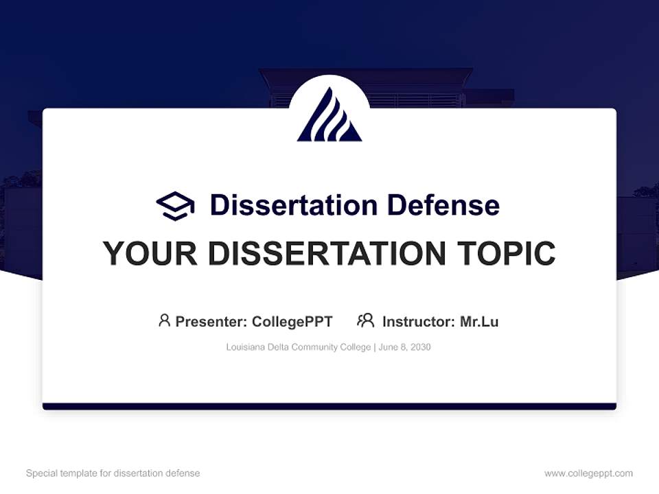 Louisiana Delta Community College Graduation Thesis Defense PPT Template4:3 ratio PPT effect preview image7