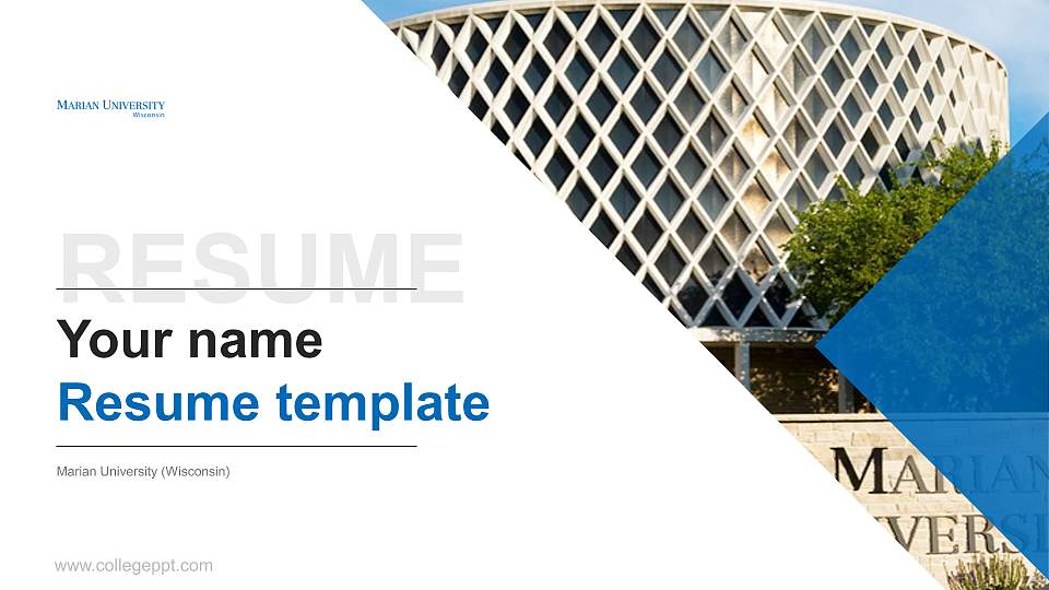 Marian University (Wisconsin) Resume PPT Template16:9 ratio PPT effect preview image