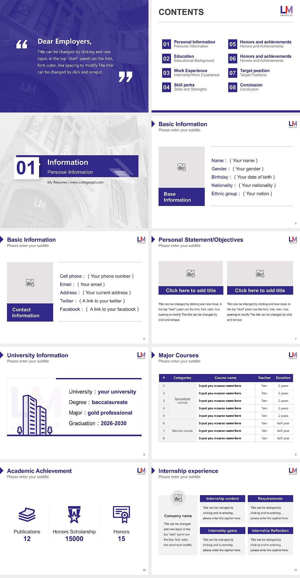 Lim College Resume PPT Template4:3 ratio PPT effect preview image2