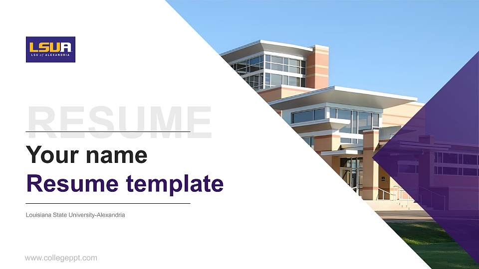 Louisiana State University-Alexandria Resume PPT Template16:9 ratio PPT effect preview image1