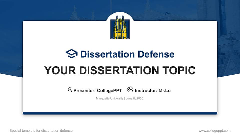 Marquette University Graduation Thesis Defense PPT Template16:9 ratio PPT effect preview image