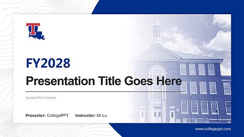 Louisiana Tech University Academic Presentation/Research Findings Report PPT Template