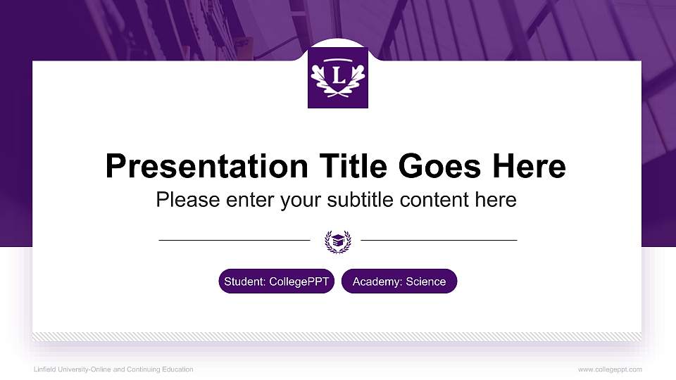 Linfield University-Online and Continuing Education National Scholarship Defense PPT Template16:9 ratio PPT effect preview image