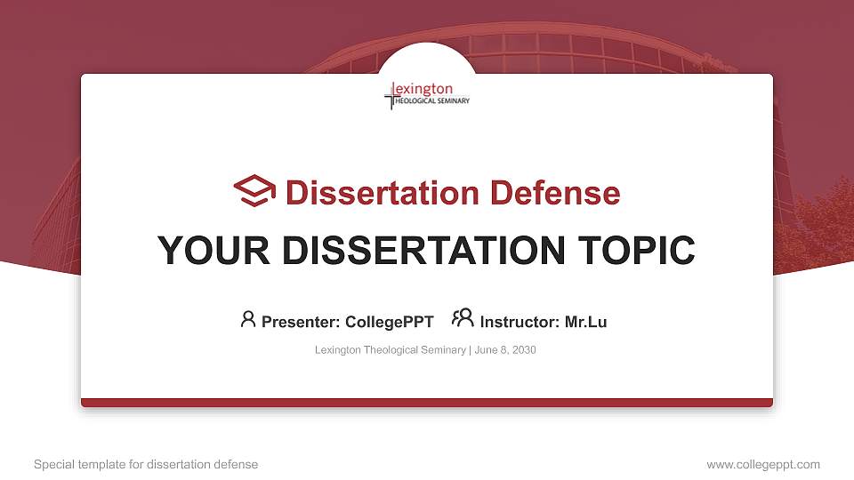 Lexington Theological Seminary Graduation Thesis Defense PPT Template16:9 ratio PPT effect preview image